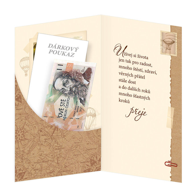 15-6469 Blahopřání gratulační klopa na peníze CZ/30