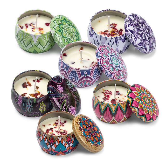 2358-C001 Mandalové svíčky s vůní, mix 6 ks