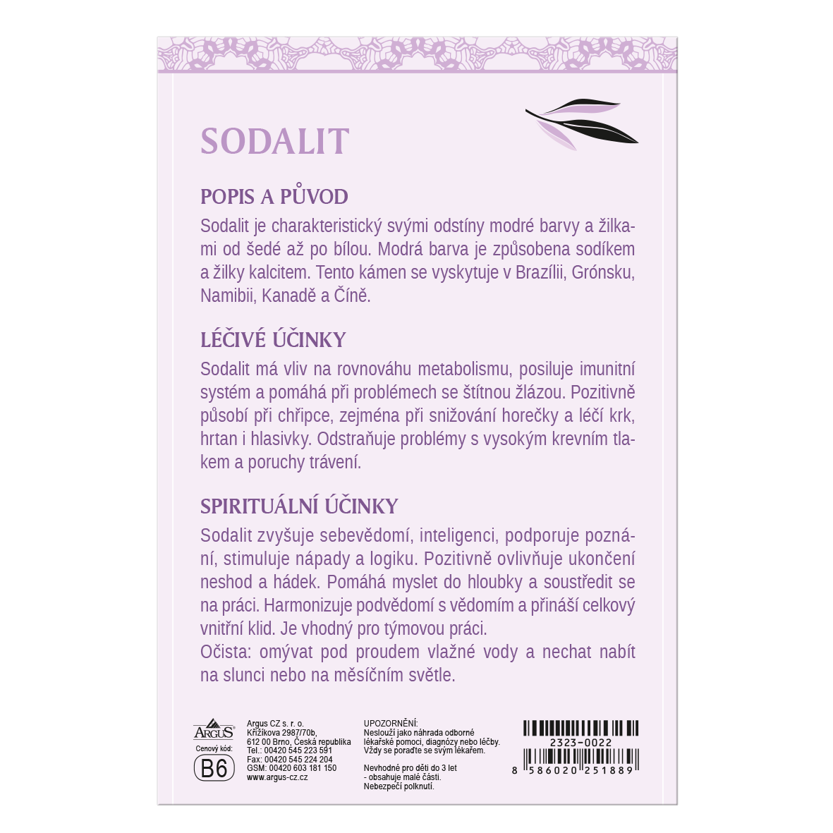 2323-0022 Náhrdelník s léčivým kamenem a věnováním