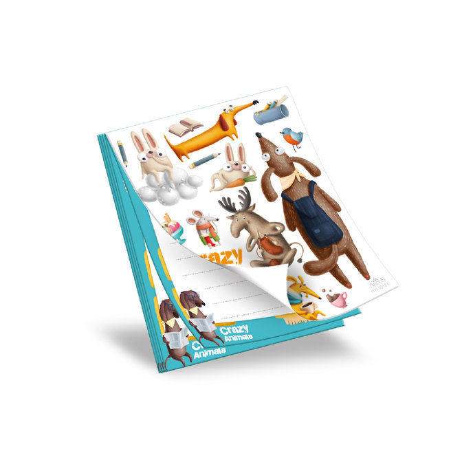 1111-0312 Trhací zápisník 9x12cm Crazy Animals