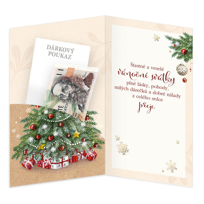 11-6493 Vánoční přání s kapsou na peníze CZ
