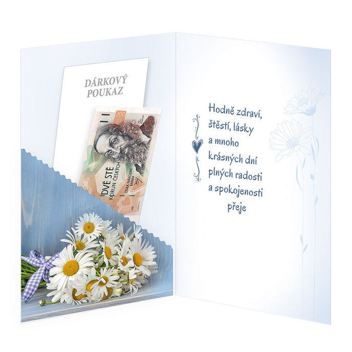 15-6332 Blahopřání gratulační klopa na peníze CZ