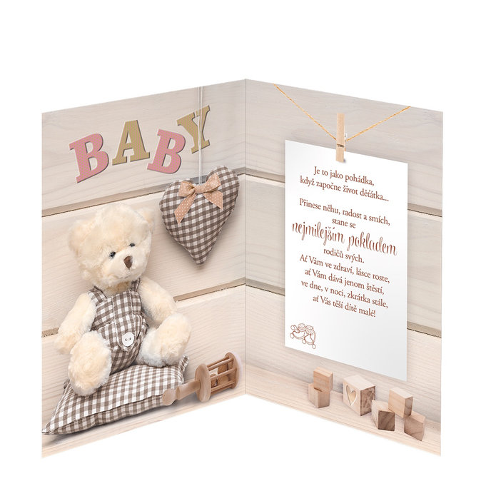 76-9001c Blahopřání gratulační k narození dítěte 3D CZ