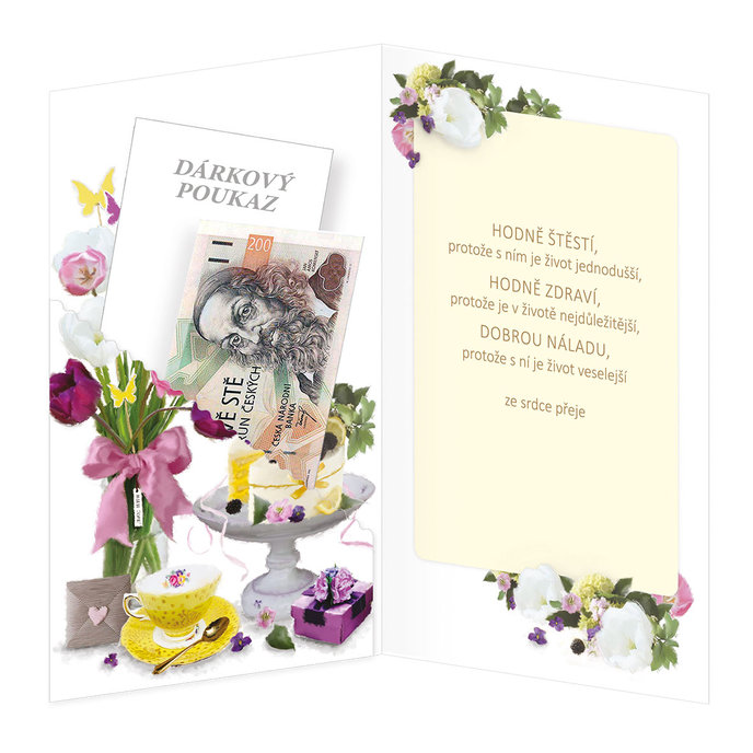 15-6447 Blahopřání gratulační klopa na peníze CZ/55