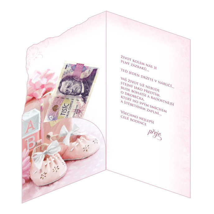 16-641 Baby birth greeting card CZ
