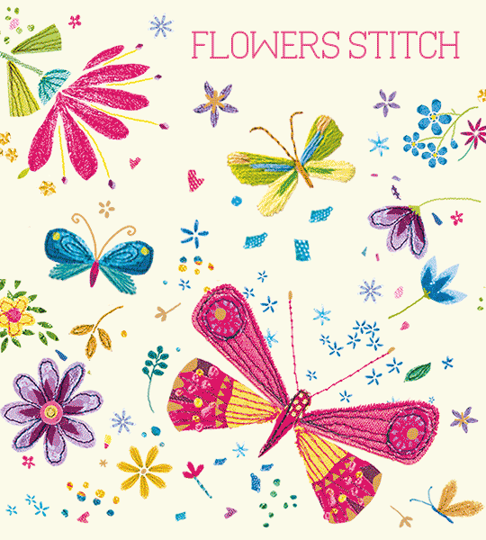 1506-0364 Sešit A4, 40 listů, TYP 444 Flowers stitch