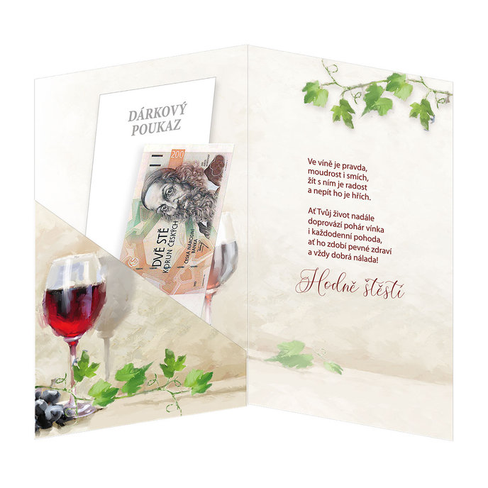 15-6387 Blahopřání gratulační klopa na peníze CZ