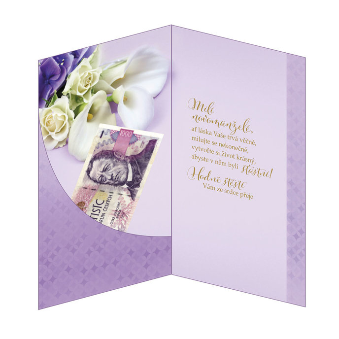 13-6055 Blahopřání svatební s kapsou na peníze CZ