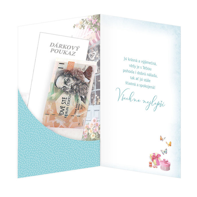 15-6449 Blahopřání gratulační klopa na peníze CZ/20