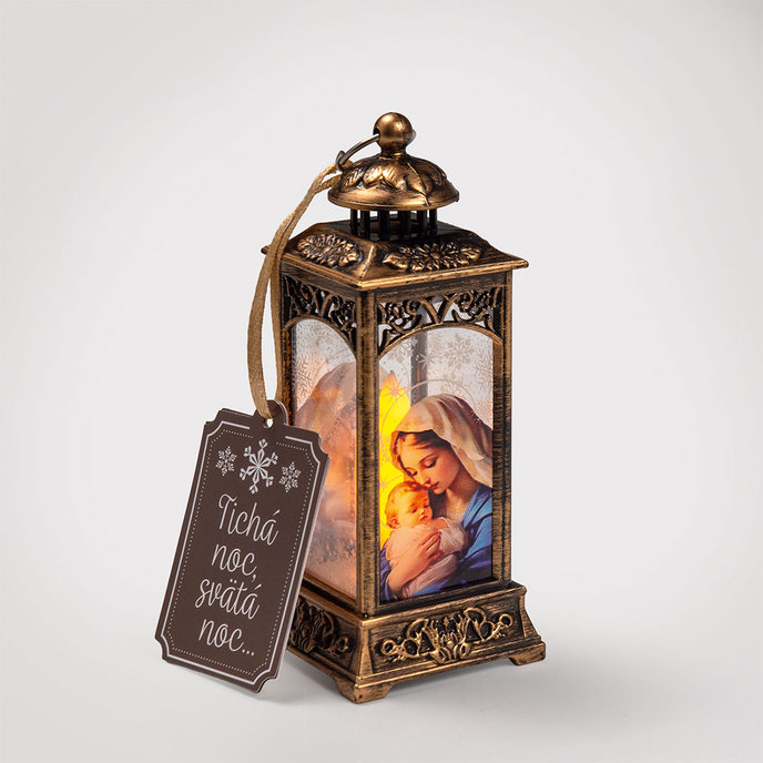 2365-0004 Vánoční dekorace s LED světlem - lucerna