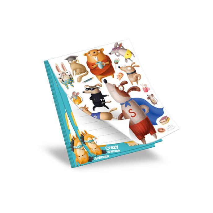 1111-0312 Trhací zápisník 9x12cm Crazy Animals