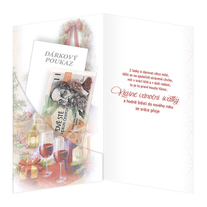 11-6450 Vánoční přání klopa na peniaze CZ