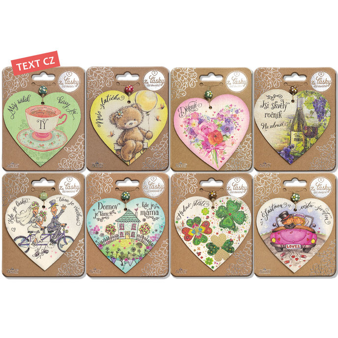 2351-8004 CZ Dárková dřevěná dekorace, mix