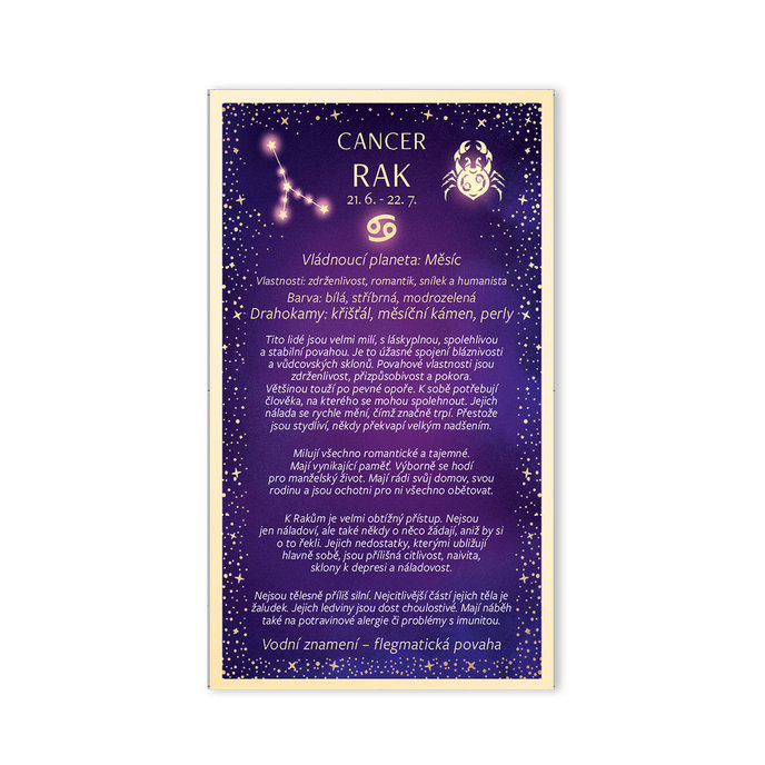 15-6485 Blahopřání gratulační zvěrokruh CZ RAK