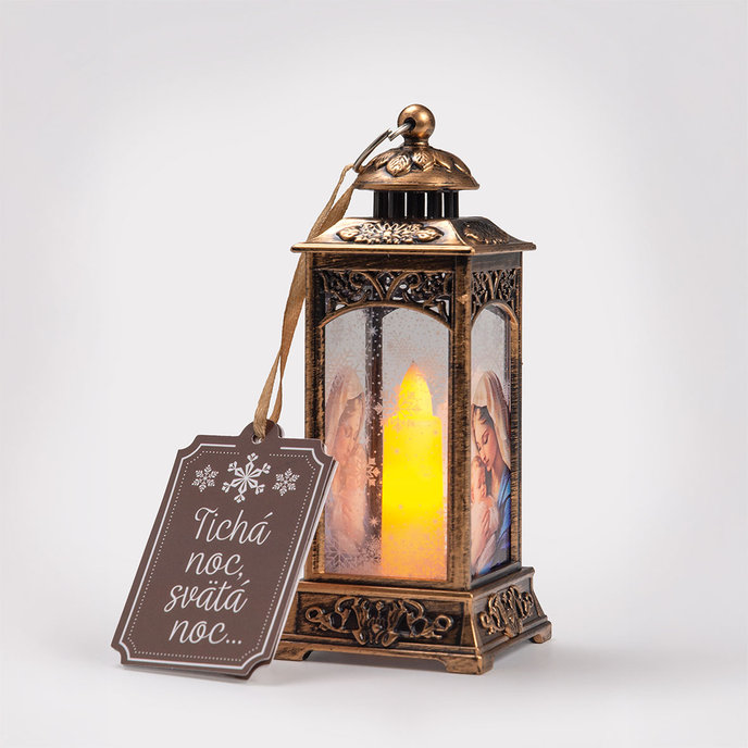 2365-0004 Vánoční dekorace s LED světlem - lucerna