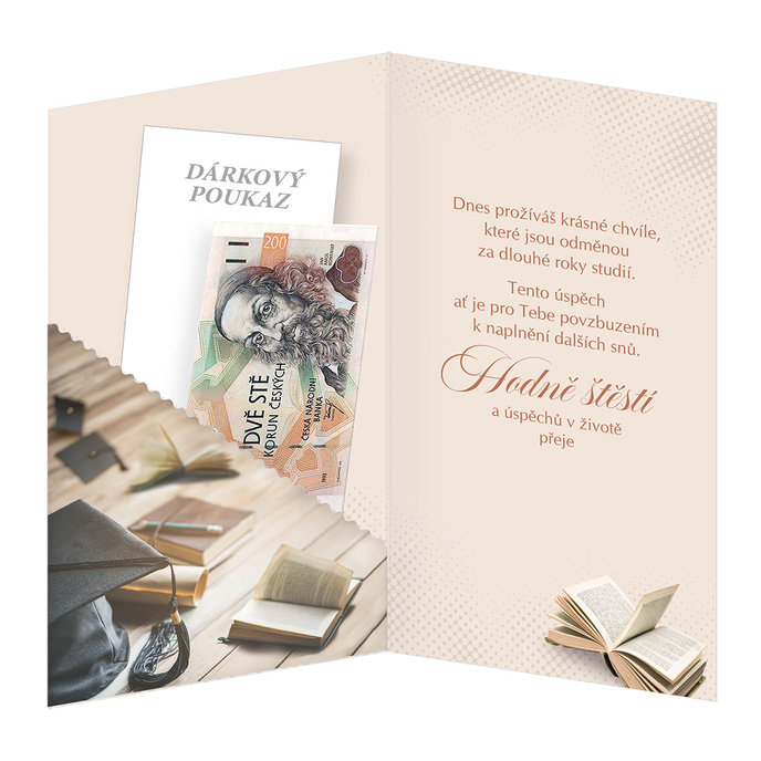 18-6002 Blahopřání k ukončení studia s klopou na peníze CZ