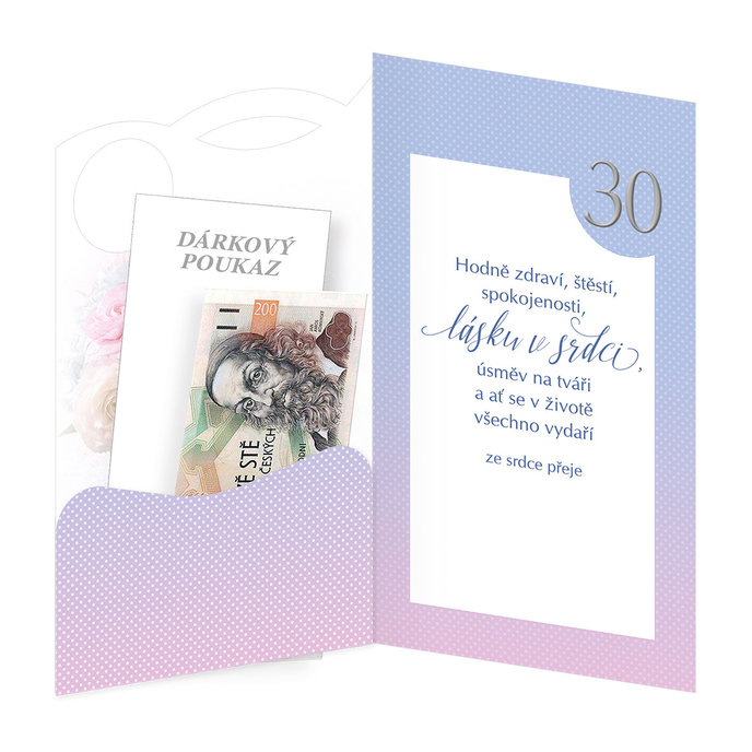 15-6571 Blahopřání gratulační klopa na peníze CZ/30