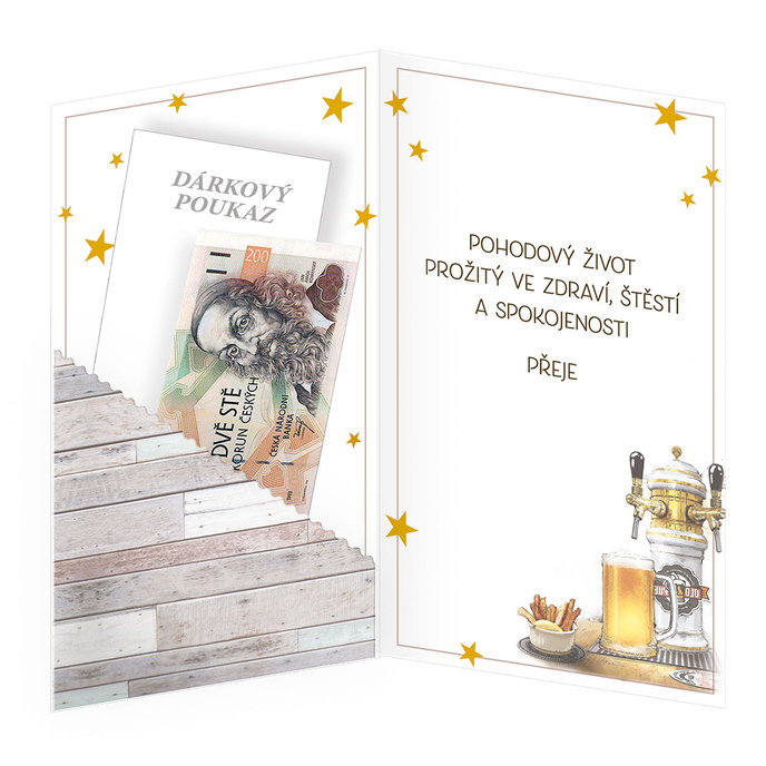 15-6523 Blahopřání gratulační klopa na peníze CZ/45