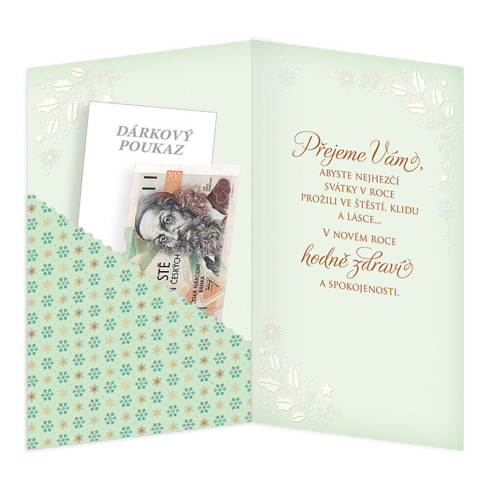11-6558 Vánoční přání s kapsou na peníze CZ