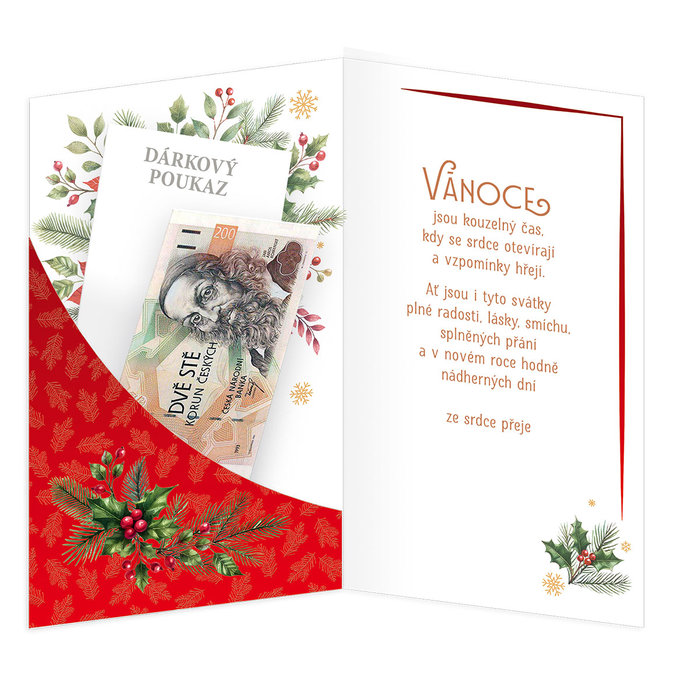11-6565 Vánoční přání s kapsou na peníze CZ