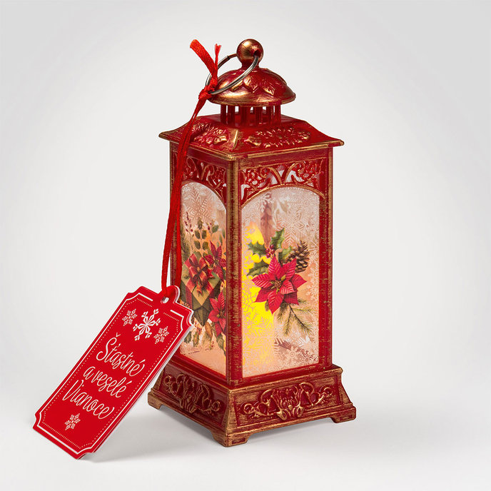 2365-0003 Vánoční dekorace s LED světlem - lucerna
