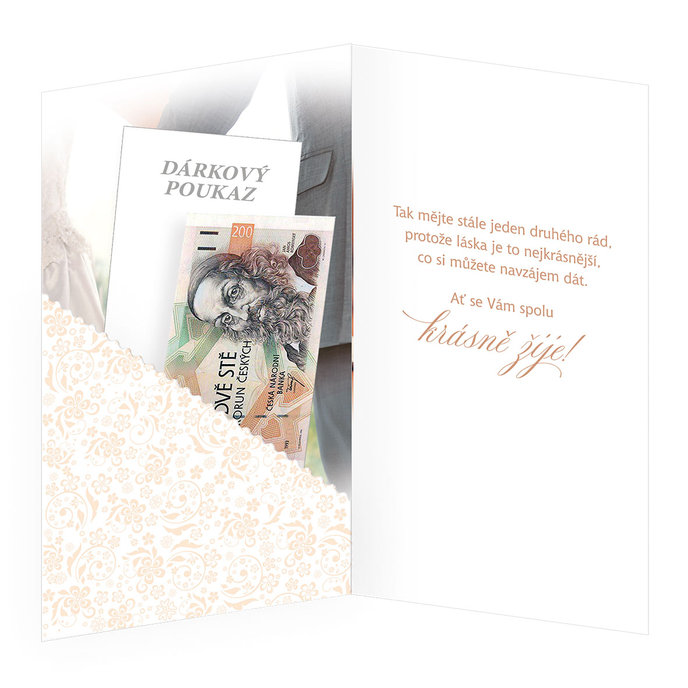 13-6170 Blahopřání svatební s kapsou na peníze CZ