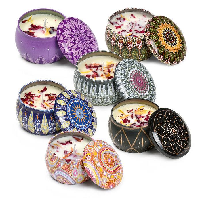 2358-C003 Mandalové svíčky s vůní, mix 6 ks