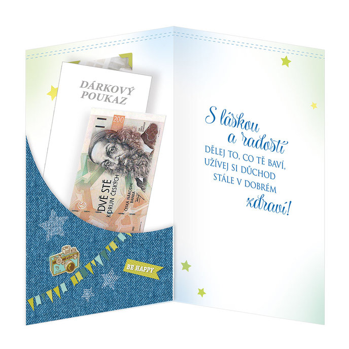 15-6414 Blahopřání gratulační klopa na peníze CZ/OD