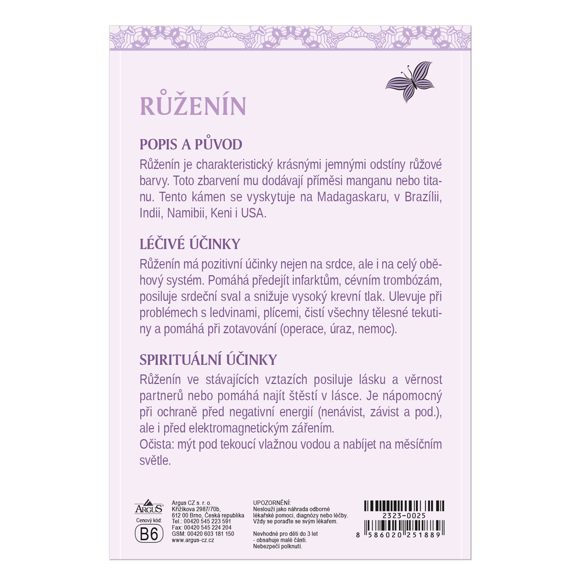 2323-0025 Náhrdelník s léčivým kamenem a věnováním