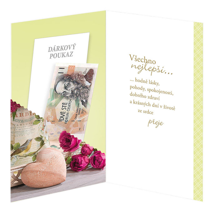 15-6352 Blahopřání gratulační klopa na peníze CZ