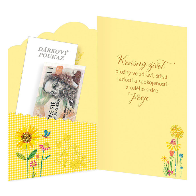 15-6504 Blahopřání gratulační klopa na peníze CZ/55