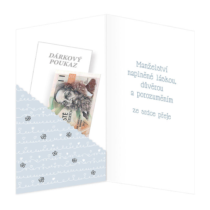 13-6146 Blahopřání svatební s kapsou na peníze CZ