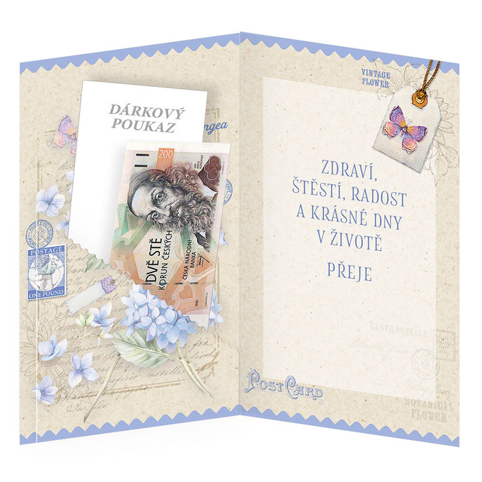 15-6574 Blahopřání gratulační s klopou na peníze CZ