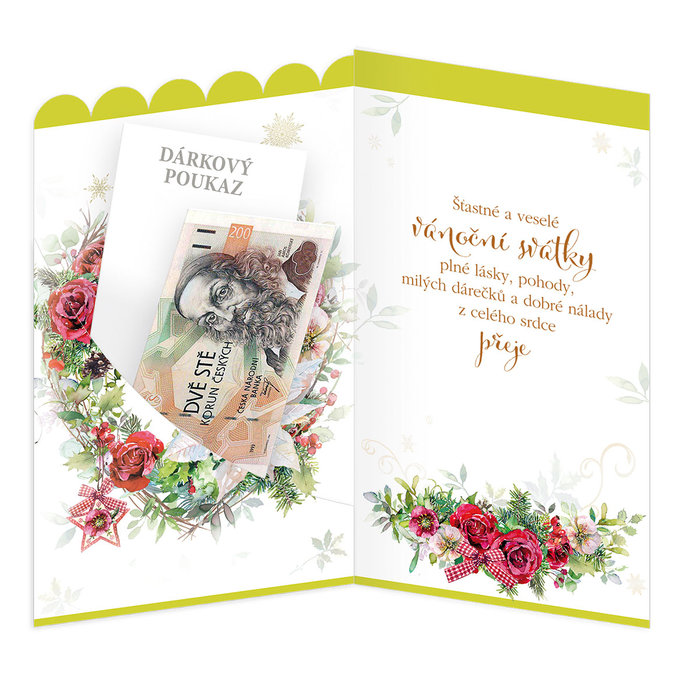 11-6478 Vánoční přání s kapsou na peníze CZ