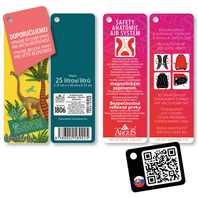 1806-0388 Anatomická školní aktovka Jurassic adventure