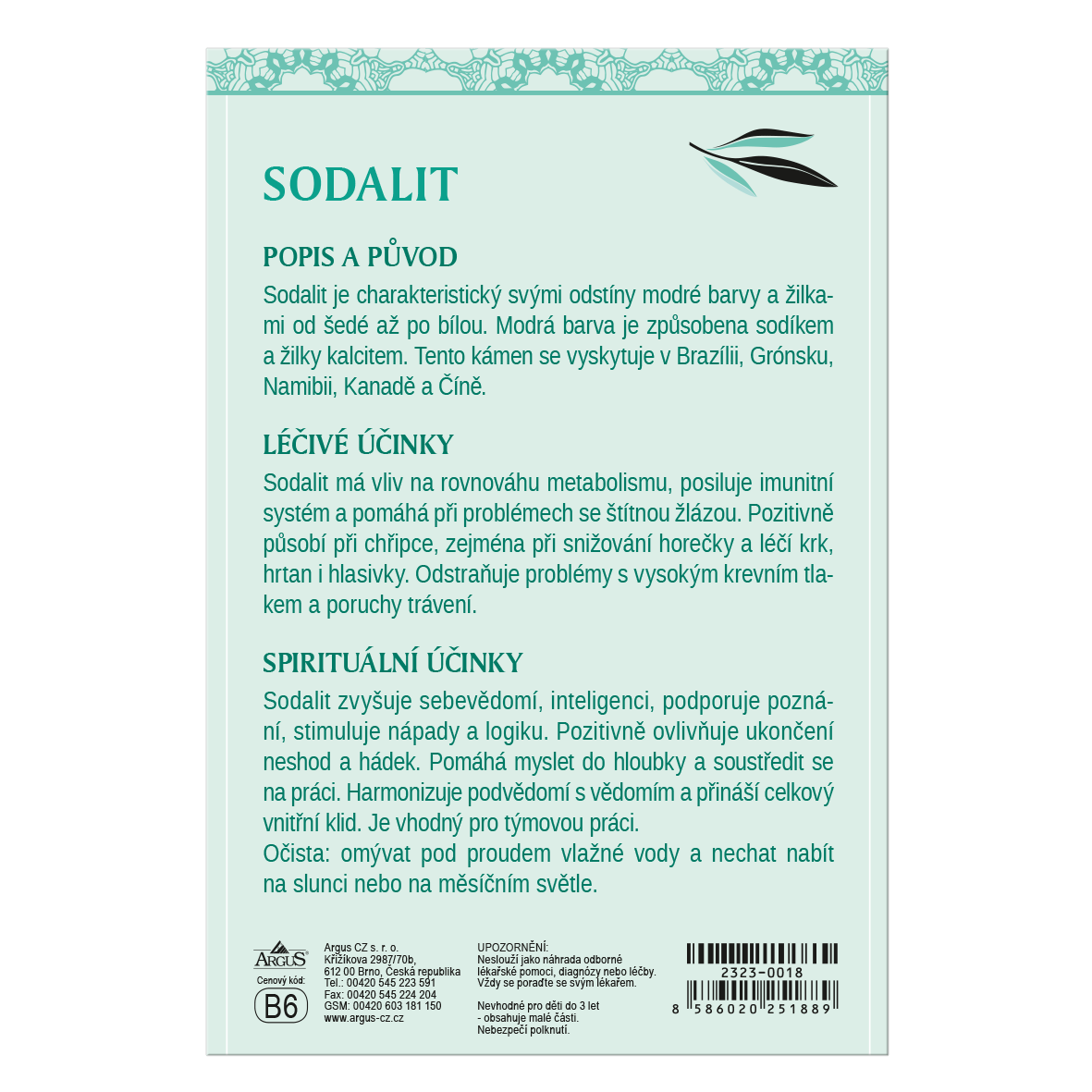 2323-0018 Náhrdelník s léčivým kamenem a věnováním