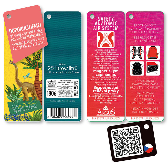 1806-0388 Anatomická školní aktovka Jurassic adventure