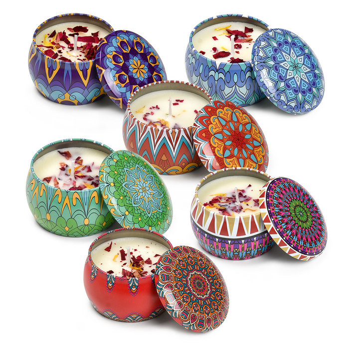 2358-C002 Mandalové svíčky s vůní, mix 6 ks