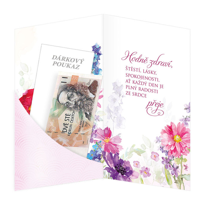 15-6467 Blahopřání gratulační klopa na peníze CZ