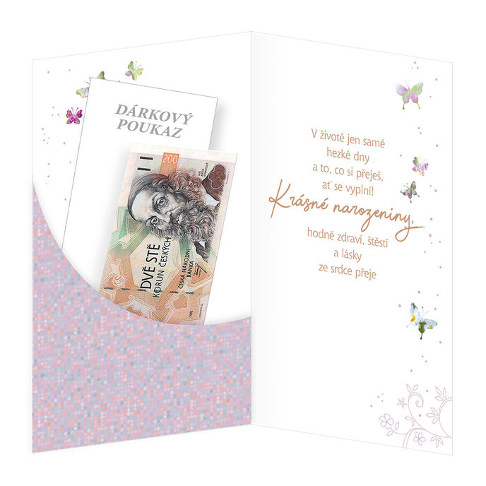15-6470 Blahopřání gratulační klopa na peníze CZ/25