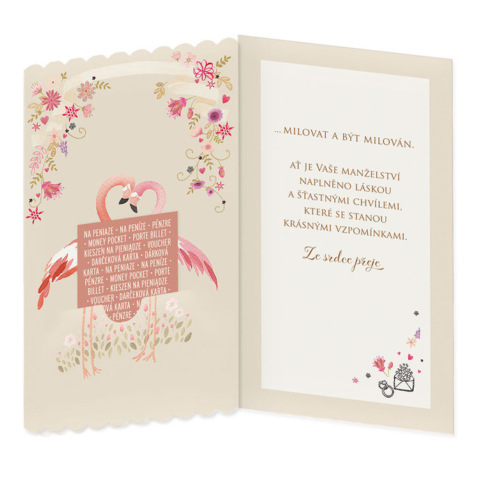 13-6166 Blahopřání svatební s kapsou na peníze CZ