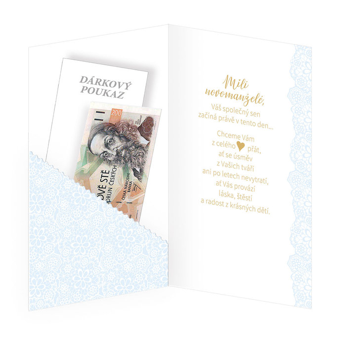 13-6135 Blahopřání svatební s kapsou na peníze CZ