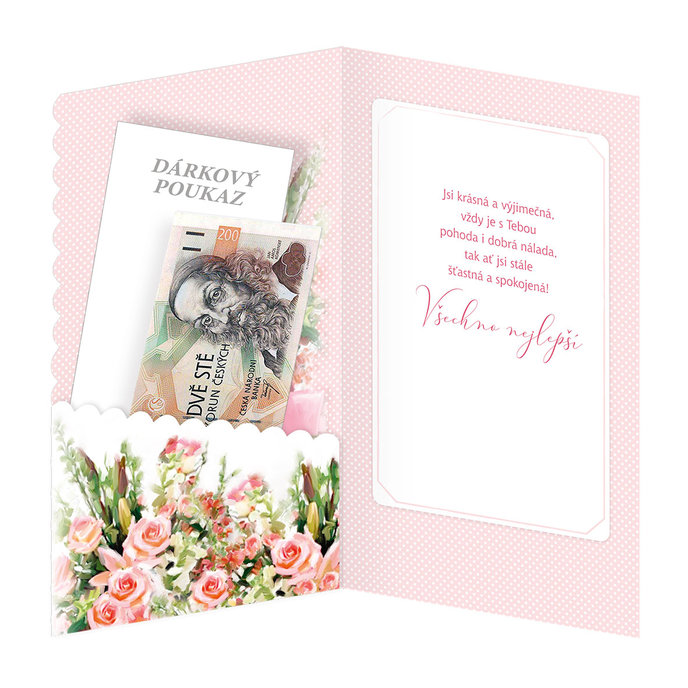 15-6410 nBlahopřání gratulační klopa na peníze CZ/50