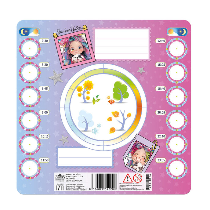 1711-0426 Paper clock Rainbow Ella