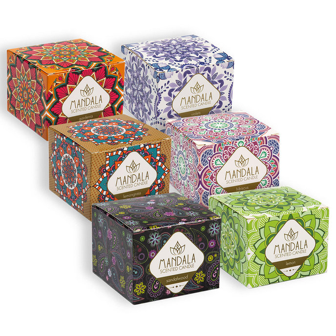 2358-C001 Mandalové svíčky s vůní, mix 6 ks