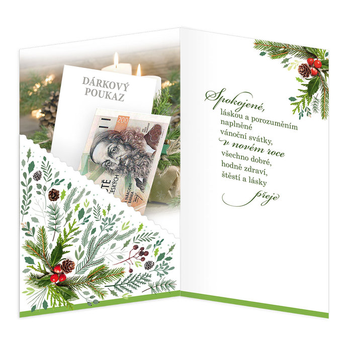 11-6457 Vánoční přání klopa na peníze CZ