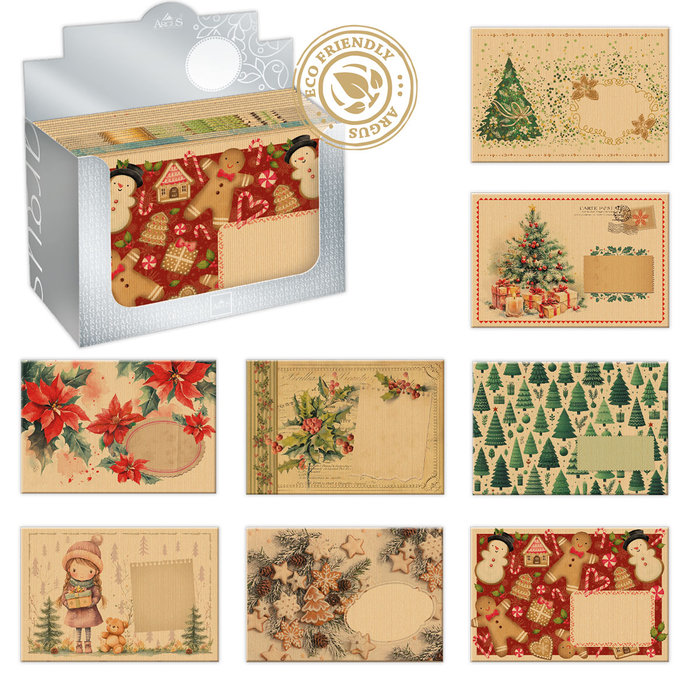 1082-V005 Obálka B6 NATUR s potiskem, vánoční mix 120ks