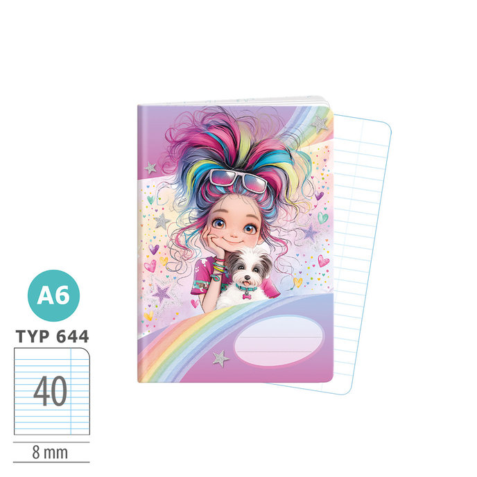 1598-0426-1 Sešit A6, 40 listů, TYP 644 Rainbow Ella