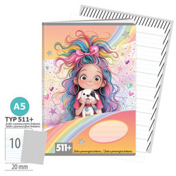 1586-0426 Sešit A5, 10 listů, TYP 511+ Rainbow Ella