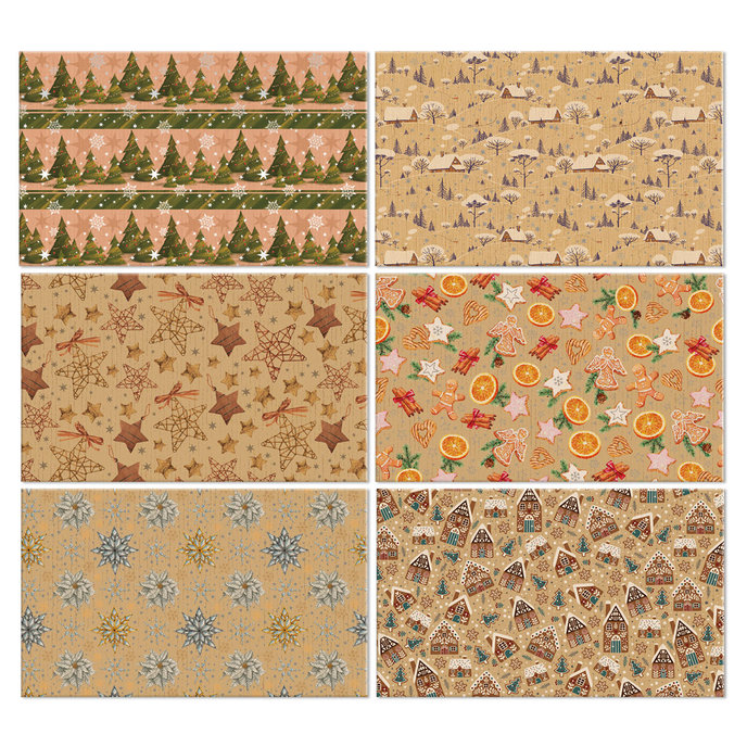 0940-0001 Balící papír vánoční kraft, box 60rol.